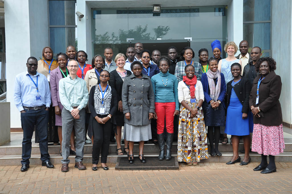 IPUMS-DHS Workshop Participants and IPUMS-DHS Staff Pose in Front of the APHRC (Photo by APHRC)