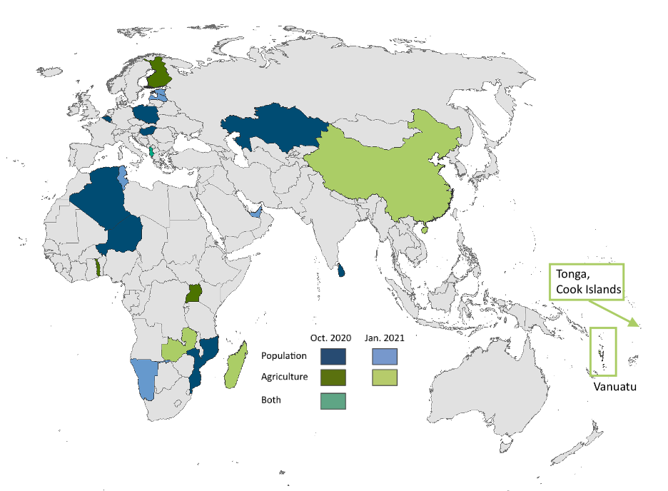 Datasets present/planned in the first two IHGIS data releases.