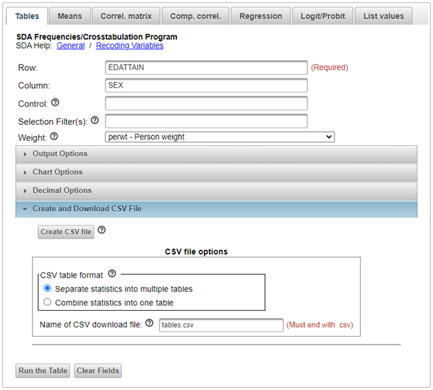 Control screen create and download csv file