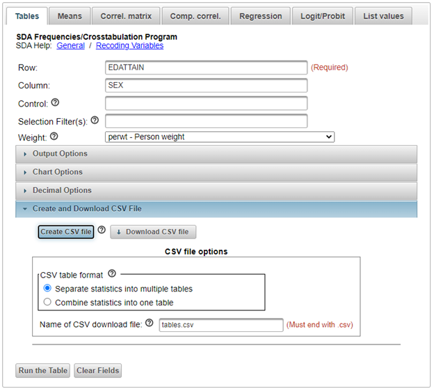 Download csv file screen