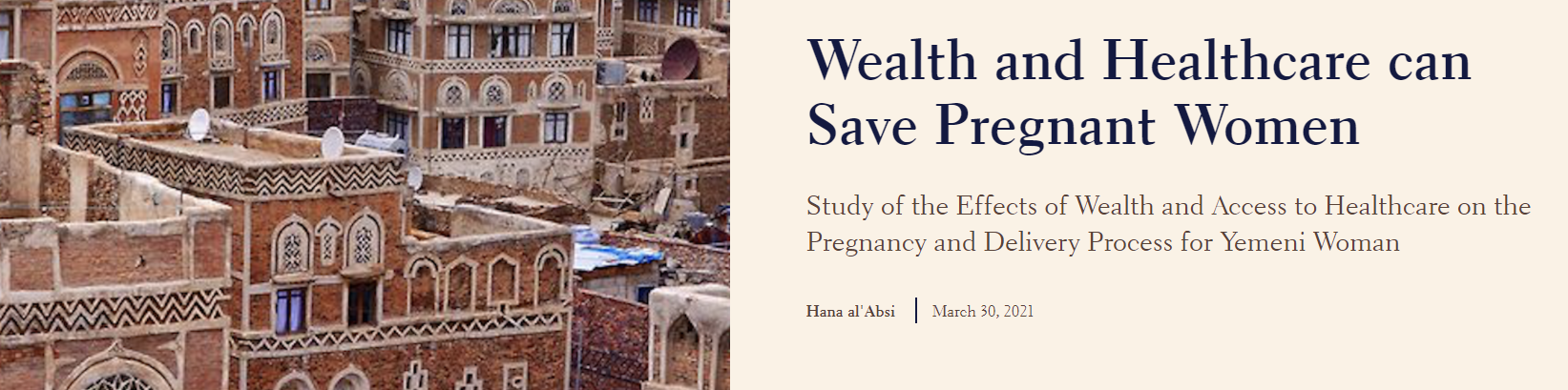 Wealth and Healthcare can Save Pregnant Women