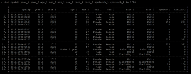 Screenshot of a syntax file of longitudinal extracts