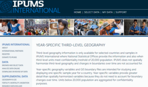 Screenshot to IPUMS International third level download page