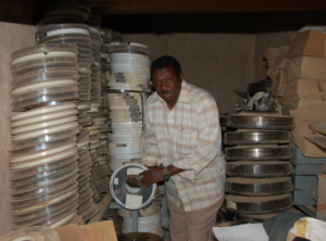 Man in Sudan processing historical microdata